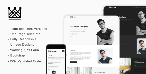 Zieno - Personal Portfolio One Page Landing Page