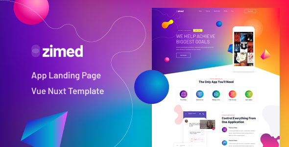 Zimed - Vue Nuxt App Landing Page Template