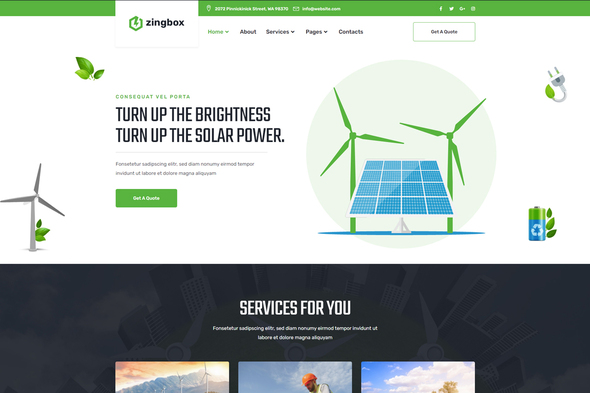 Zingbox – Wind & Solar Energy Elementor Template Kit