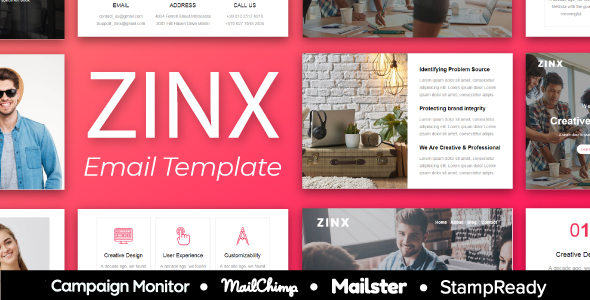 Campaign Monitor, Mailchimp, Mailster, ZINX - Multipurpose Agency Email Template With StampReady