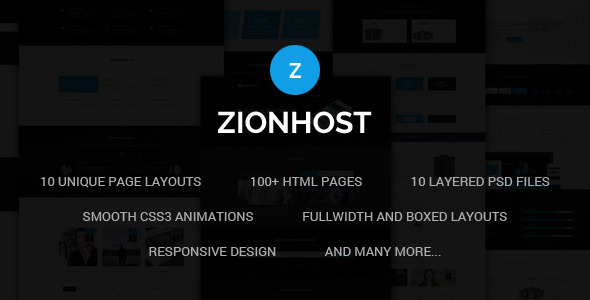 Responsive HTML5 Template, ZionHost - Web Hosting