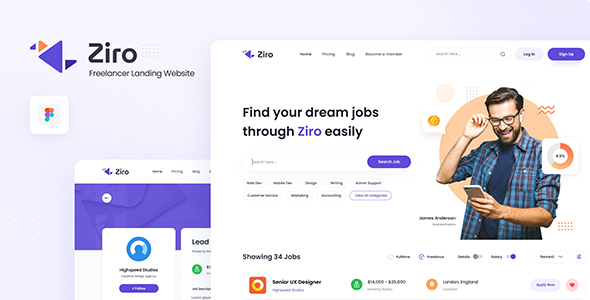 Ziro - Freelancer Directory Website Design Template Figma