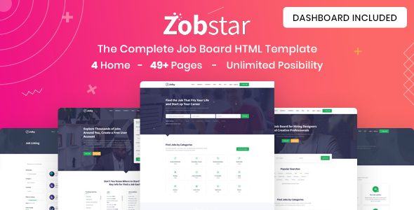 Zobstar - Job Board HTML Template with Dashboard