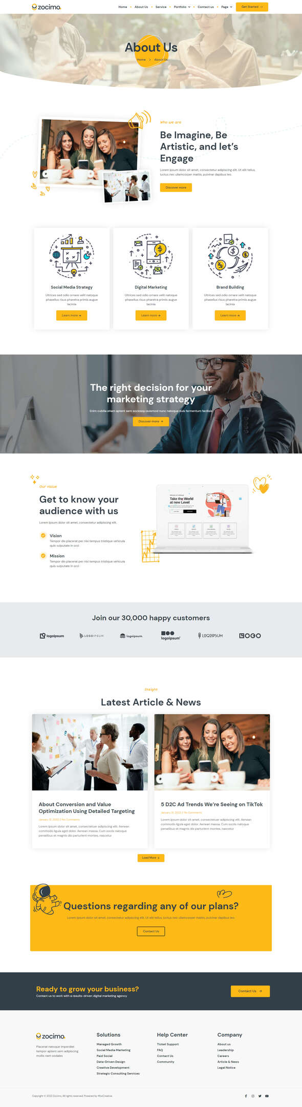 Zocimo - Social Media Marketing Agency Elementor Template Kit