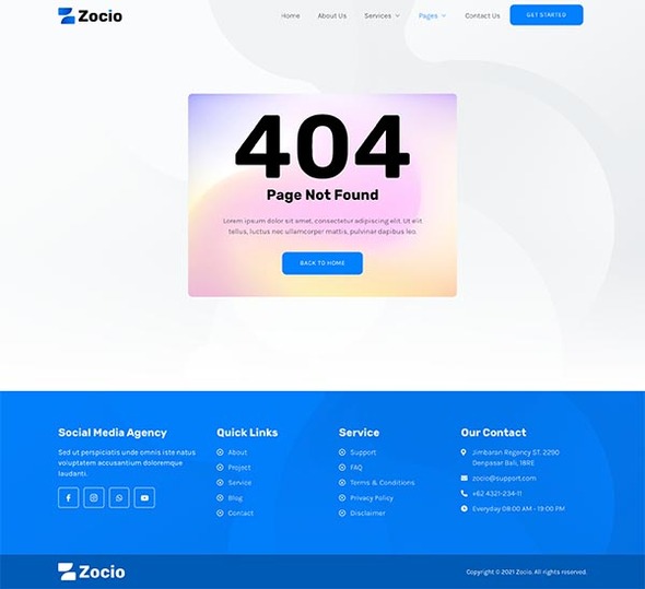 Zocio – Social Media Marketing Agency Elementor Template Kit