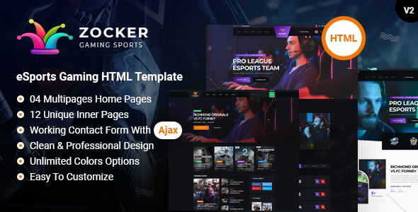 Zocker - eSports Gaming and Magazine Gaming Template