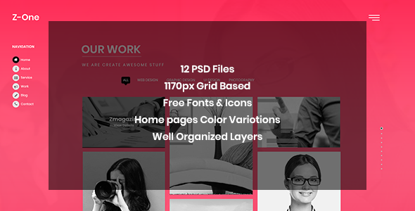 Z-One - Portfolio Fullpage PSD Template