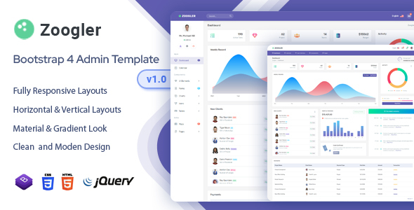 Zoogler - Bootstrap 4 Admin Dashboard Template