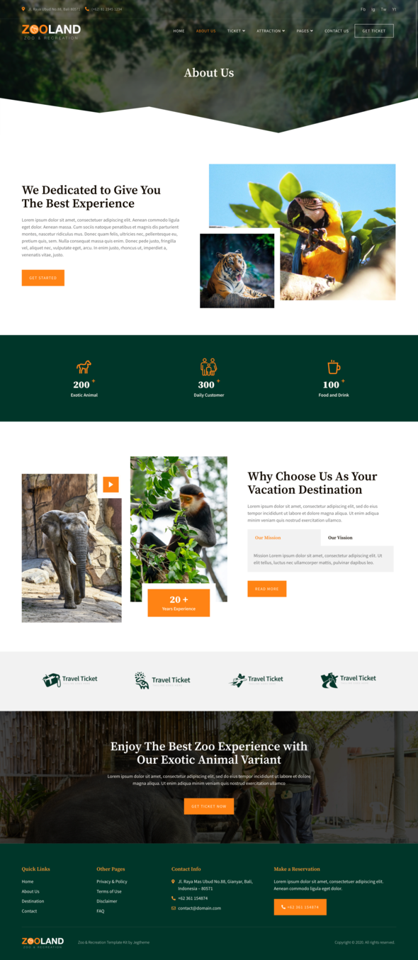 Zooland – Safari & Zoo Elementor Template Kit