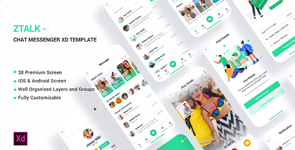 Ztalk - Chat Messaging Adobe XD Template