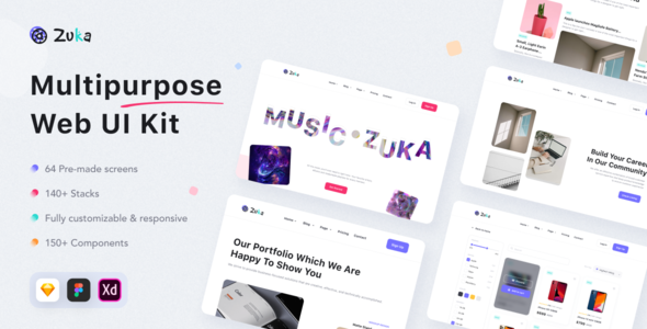 Zuka - Multipurpose  Web UI Kit for Sketch