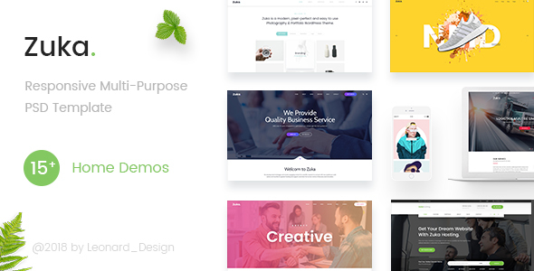 Zuka | Responsive Multi-Purpose PSD Template